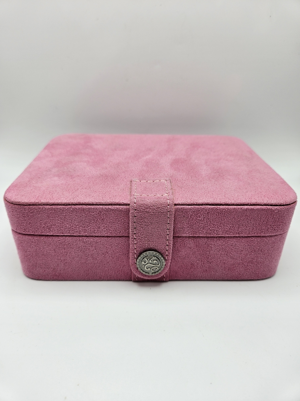 Mele & Co Pink Faux Suede Jewelry Two Tier Vanity Travel Case Organizer